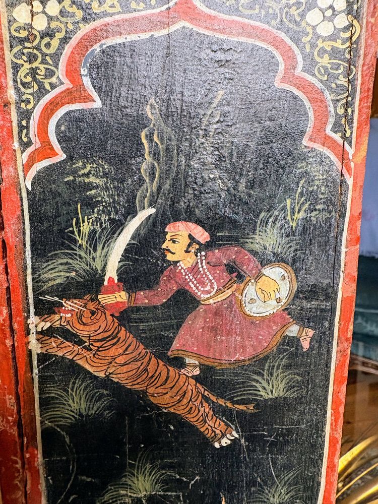 Gabinetto indiano in miniatura dipinto - Scene di caccia del Maharaja, India del Nord, XIX secolo