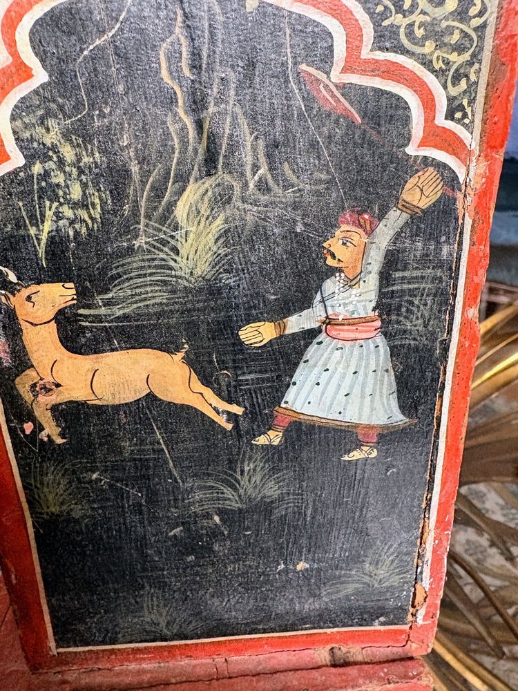 Gabinetto indiano in miniatura dipinto - Scene di caccia del Maharaja, India del Nord, XIX secolo