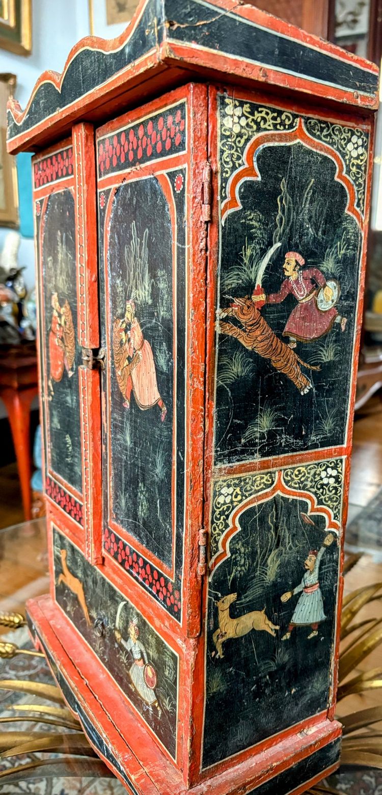 Gabinetto indiano in miniatura dipinto - Scene di caccia del Maharaja, India del Nord, XIX secolo