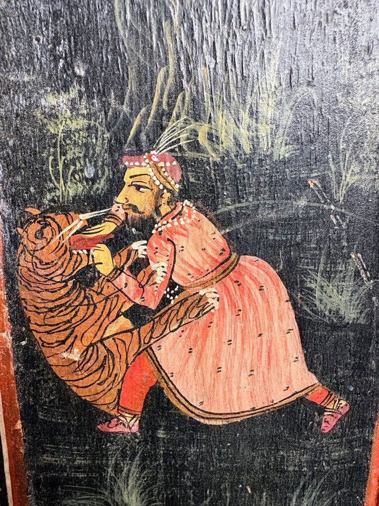 Gabinetto indiano in miniatura dipinto - Scene di caccia del Maharaja, India del Nord, XIX secolo
