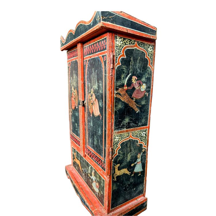 Gabinetto indiano in miniatura dipinto - Scene di caccia del Maharaja, India del Nord, XIX secolo
