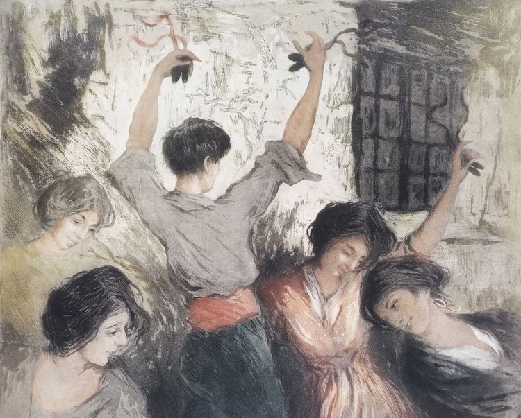 Allan österlind Swedish Painter And Engraver Etching Flamenco Dancers 20th C  Engraving 