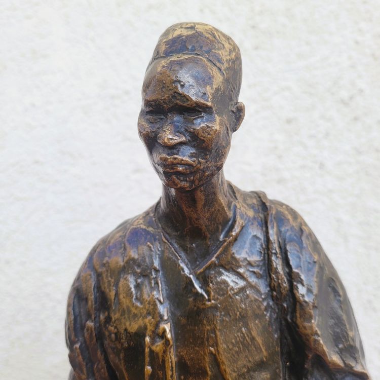 E A Leroy, camerunense, scultura orientalista in bronzo, inizio XX secolo