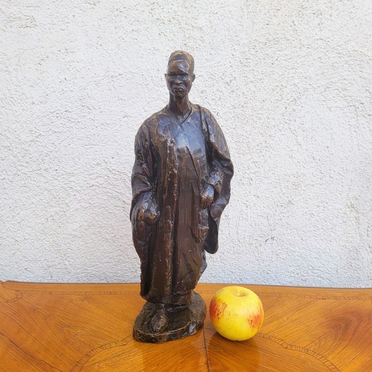 E A Leroy, camerunense, scultura orientalista in bronzo, inizio XX secolo