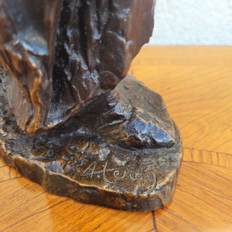 E A Leroy, camerunense, scultura orientalista in bronzo, inizio XX secolo