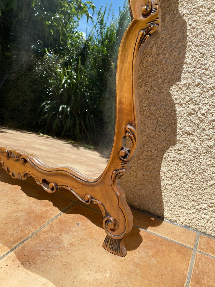 Miroir de style Rocaille en bois sculpté, Circa 1960 - 80x135 cm