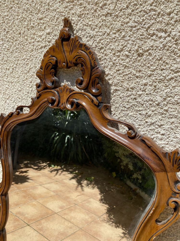Miroir de style Rocaille en bois sculpté, Circa 1960 - 80x135 cm