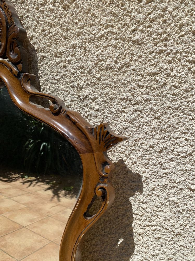 Miroir de style Rocaille en bois sculpté, Circa 1960 - 80x135 cm