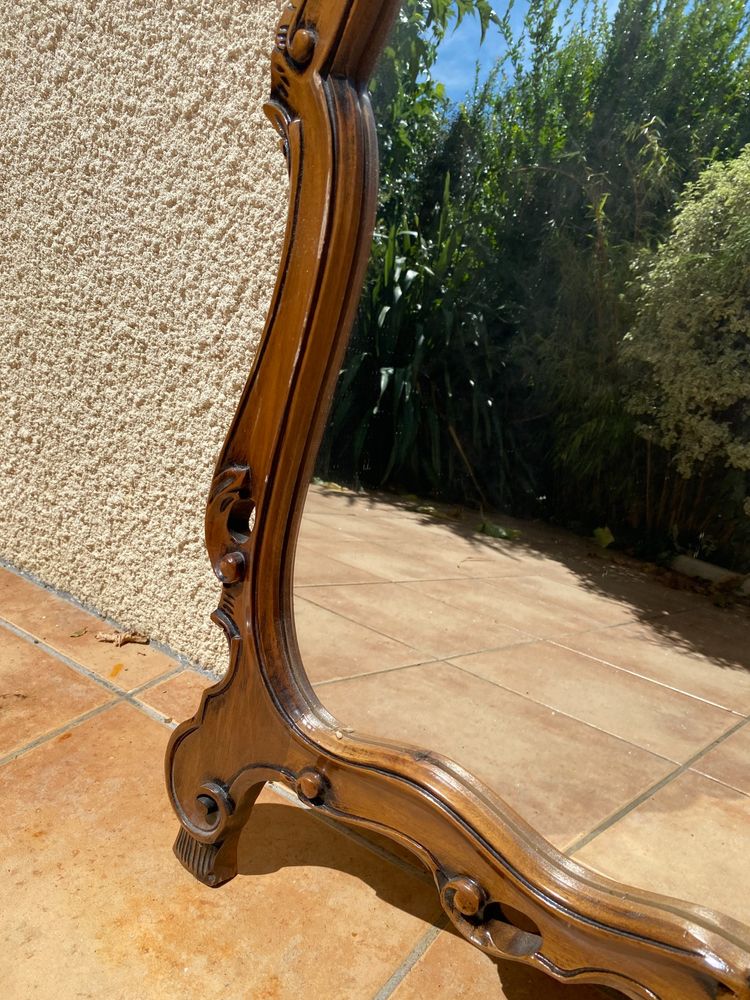 Miroir de style Rocaille en bois sculpté, Circa 1960 - 80x135 cm