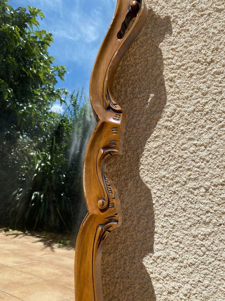 Miroir de style Rocaille en bois sculpté, Circa 1960 - 80x135 cm
