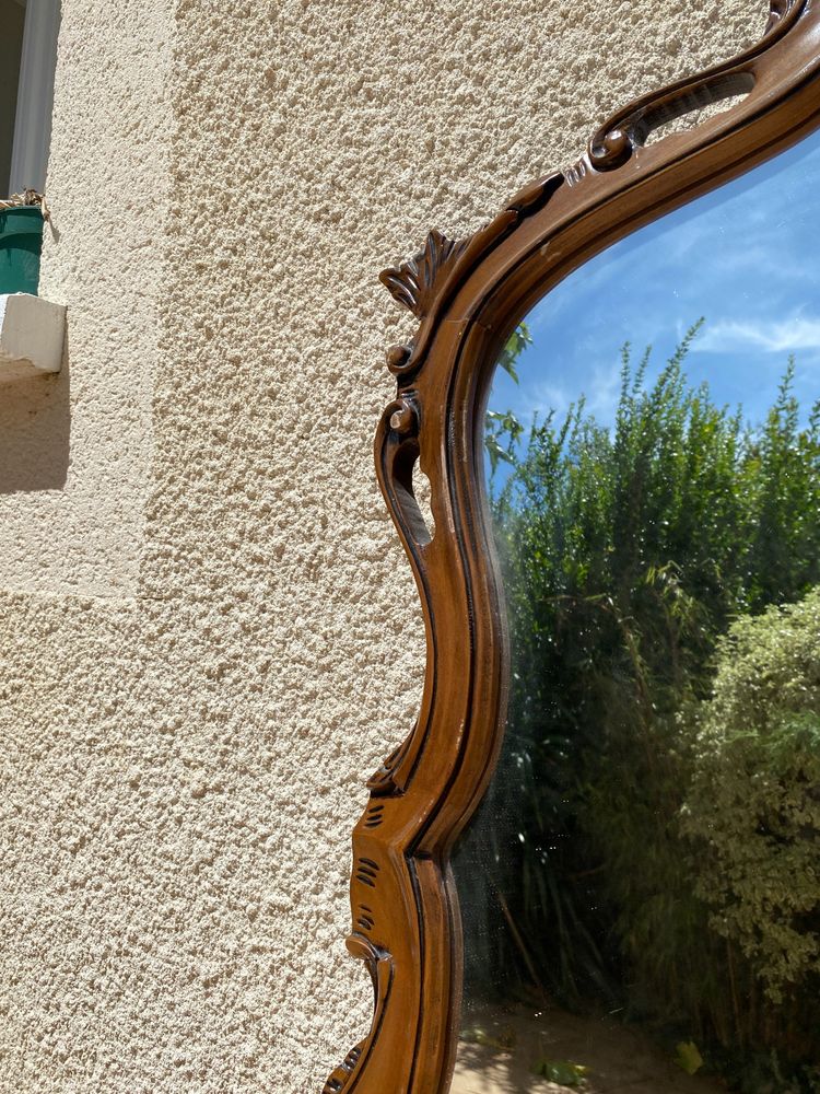 Miroir de style Rocaille en bois sculpté, Circa 1960 - 80x135 cm