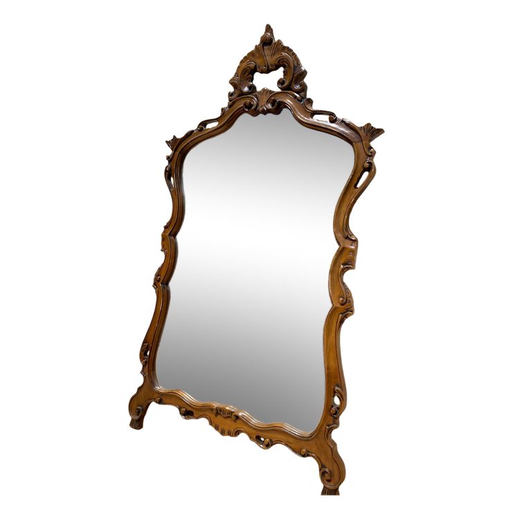 Miroir de style Rocaille en bois sculpté, Circa 1960 - 80x135 cm