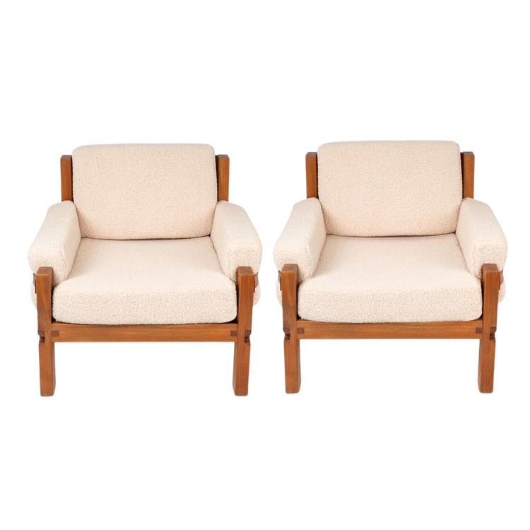 Pierre Chapo. Pair of elm armchairs. 1970s.LS6493B2809M