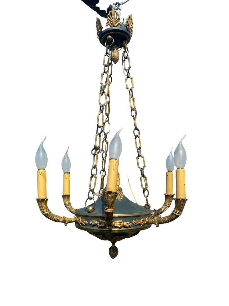Lampadario in stile impero a sei bracci in ormù - 1920 circa
