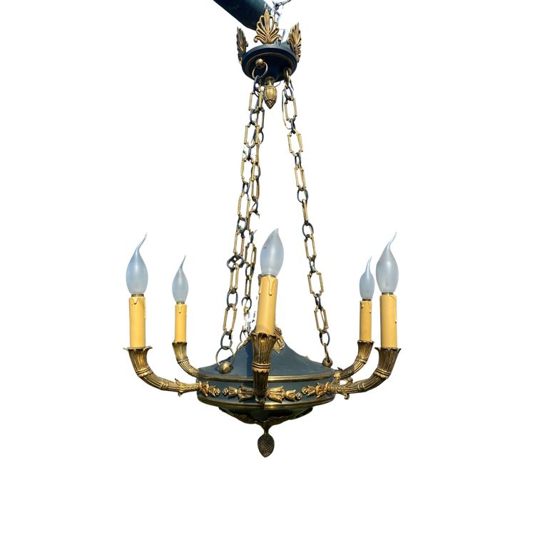 Lampadario in stile impero a sei bracci in ormù - 1920 circa