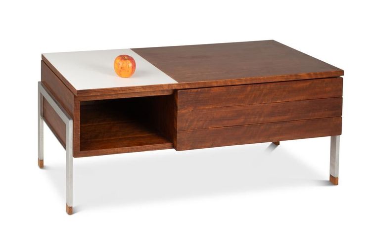 Coppia di cassettiere basse in teak e metallo cromato. Anni '60.LS6495708M