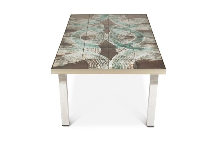 Coffee table with ceramic and chrome-plated top. 1970s.LS6522307M