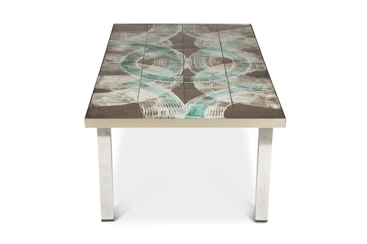 Coffee table with ceramic and chrome-plated top. 1970s.LS6522307M