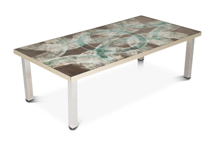 Coffee table with ceramic and chrome-plated top. 1970s.LS6522307M