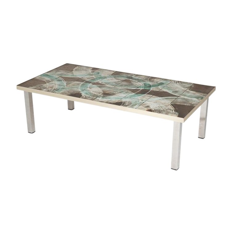 Coffee table with ceramic and chrome-plated top. 1970s.LS6522307M