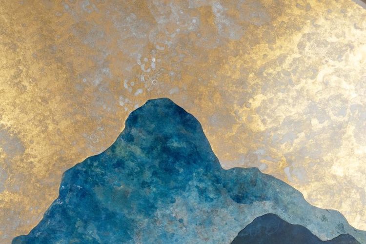 Gemälde mit Intarsien aus oxidiertem Messing. Contemporain.LS65302405P