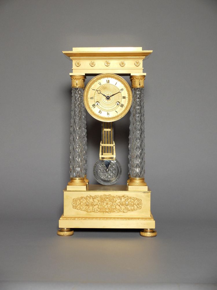 Pendeluhr Charles X aus Bronze und Kristall