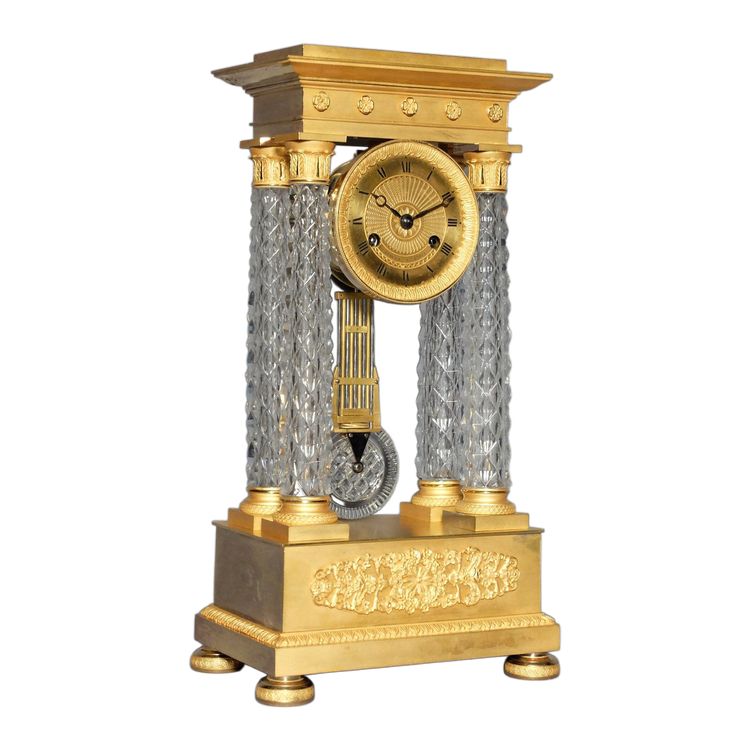 Pendeluhr Charles X aus Bronze und Kristall