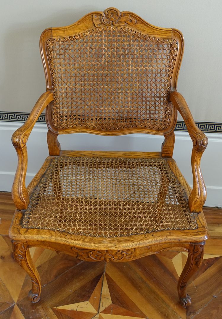 Mobilier de salon - 4 fauteuils cannés d'époque Régence Louis XV