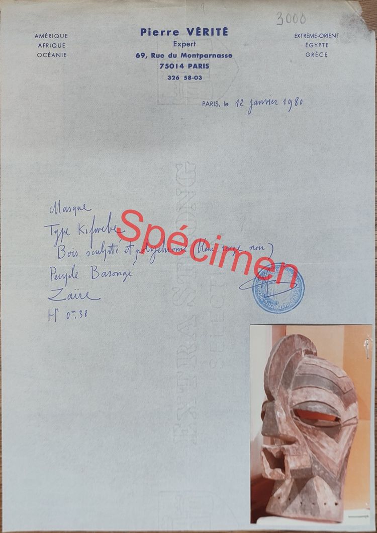 Kifwebe mask from Pierre Vérité Songye or Basonge gallery in Zaire