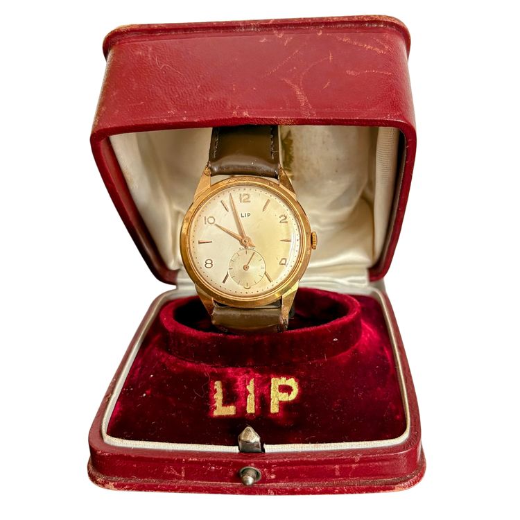 LIP Elgiloy Uhr aus 18k Gold - emblematisches Modell aus den 1950er Jahren in Originalverpackung