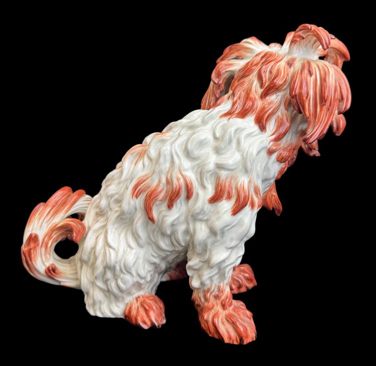 Figura di cane bolognese in porcellana di Meissen