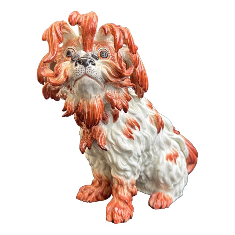 Figura di cane bolognese in porcellana di Meissen