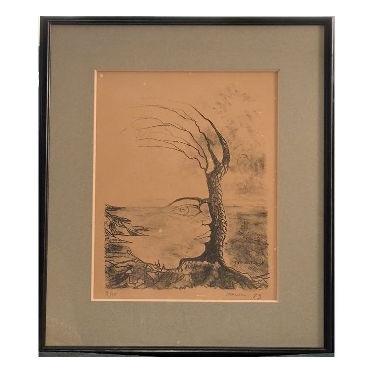 Jean Marais - Der Baum mit dem Gesicht, signierte und nummerierte Lithografie (1973)