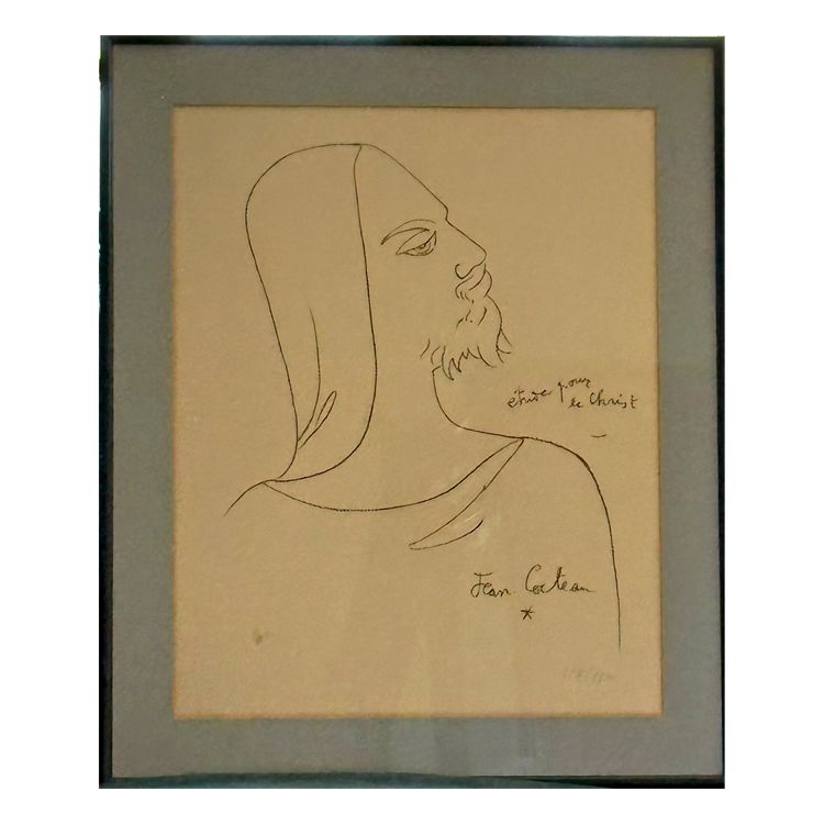 Jean Cocteau – Étude pour le Christ, lithographie numérotée (118/150), cachet de l’atelier