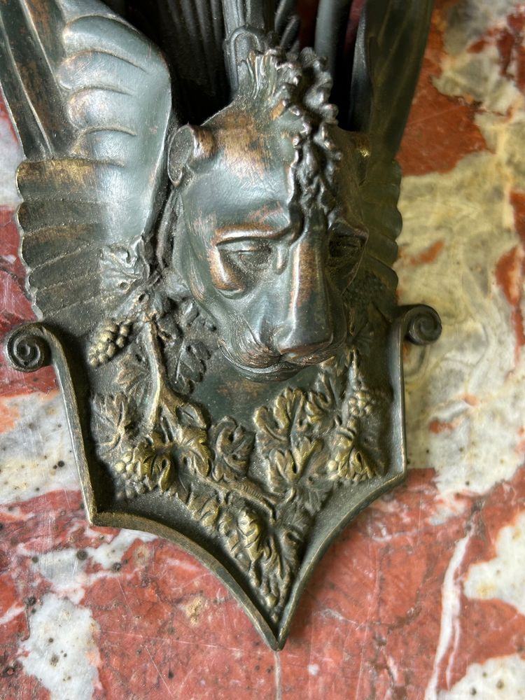 Pair Of Restoration - Empire Period Patinated Bronze Sconces