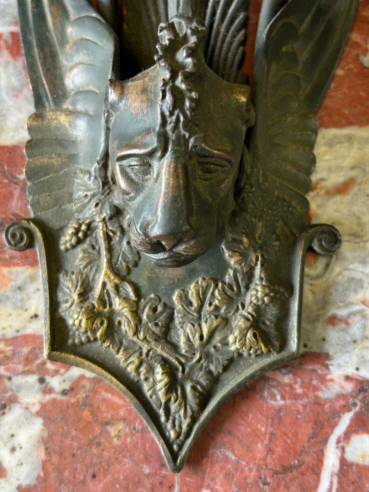 Pair Of Restoration - Empire Period Patinated Bronze Sconces