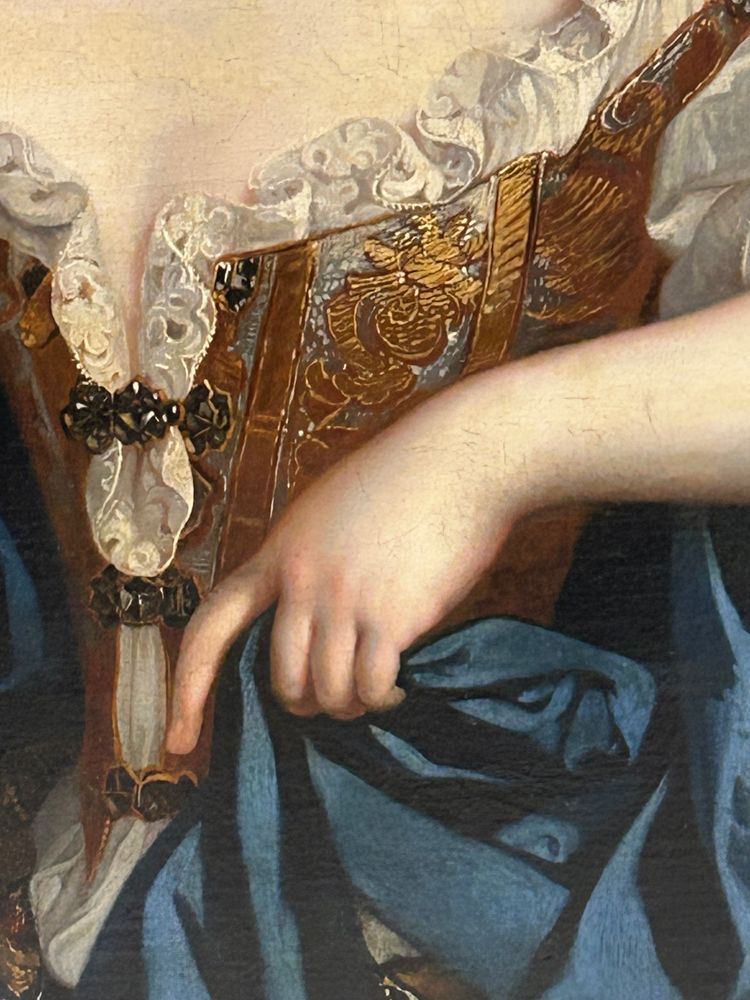 Porträt einer Frau aus dem 17. Jahrhundert Öl auf Leinwand - H 113 cm