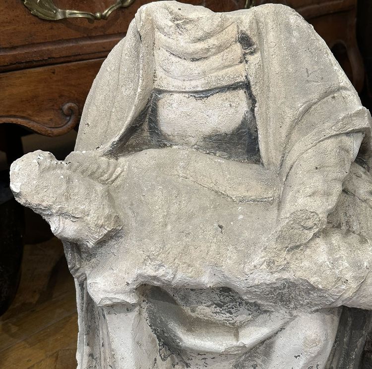 Skulptur aus weißem Stein Jungfrau der Frömmigkeit Pieta Gekreuzigter Christus XVII.
