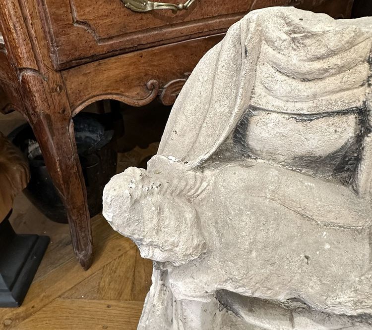 Skulptur aus weißem Stein Jungfrau der Frömmigkeit Pieta Gekreuzigter Christus XVII.