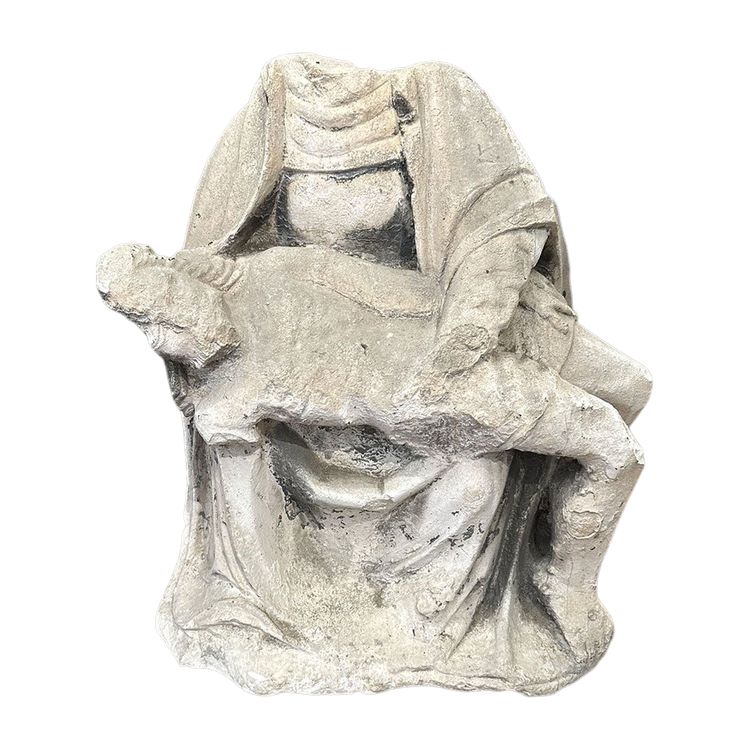 Skulptur aus weißem Stein Jungfrau der Frömmigkeit Pieta Gekreuzigter Christus XVII.