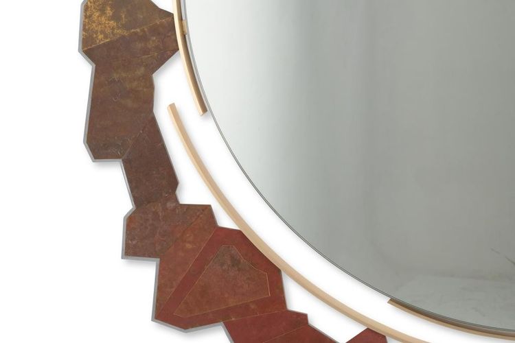 Specchio non strutturato in bronzo e ottone ossidato. Contemporain.LS65313002M