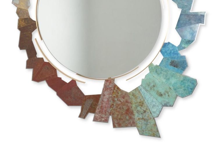 Specchio non strutturato in bronzo e ottone ossidato. Contemporain.LS65313002M