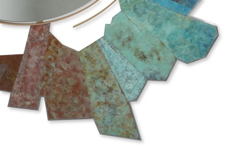 Specchio non strutturato in bronzo e ottone ossidato. Contemporain.LS65313002M