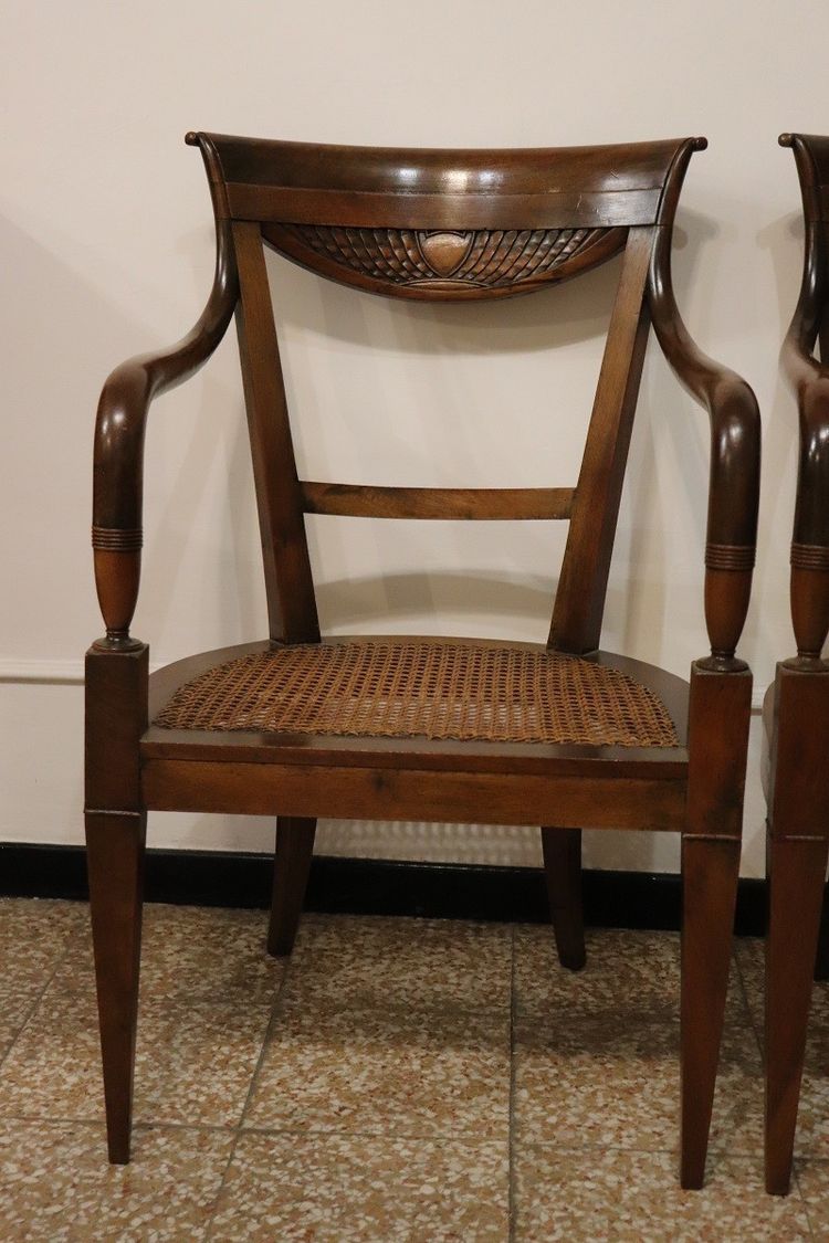 Antike Armlehnstühle aus Nussholz & Wiener Sraw, 2er Set
