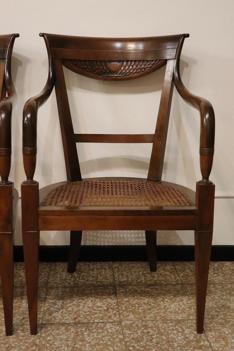 Antike Armlehnstühle aus Nussholz & Wiener Sraw, 2er Set