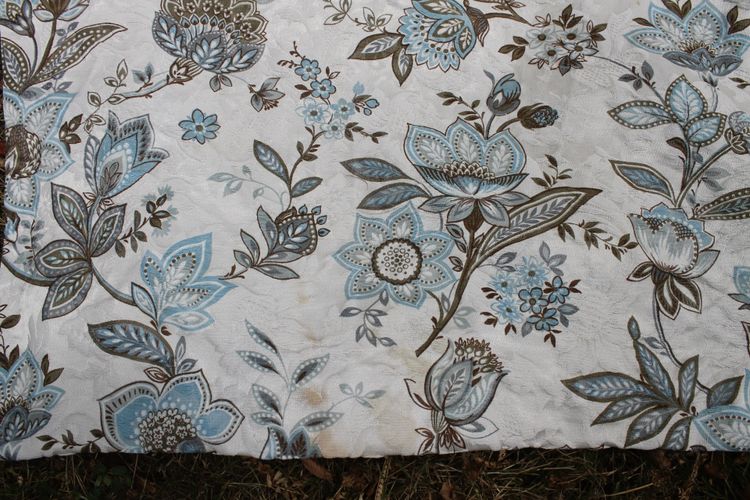 2 paires de rideaux tentures décor à l'Indienne en bleu époque 20ème