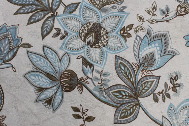 2 paires de rideaux tentures décor à l'Indienne en bleu époque 20ème