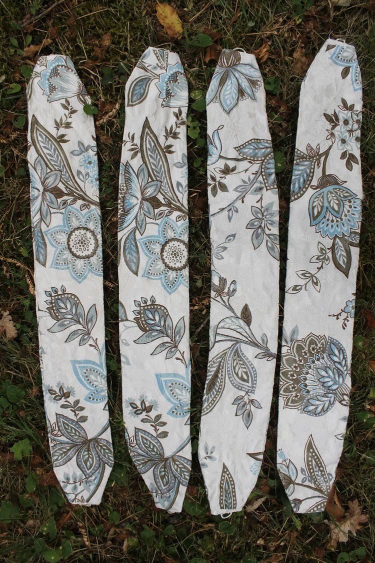 2 paires de rideaux tentures décor à l'Indienne en bleu époque 20ème