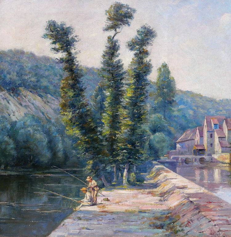 Auguste GAUDIBERT 1865-1908 Borgogna, Yonne, paesaggio, dipinto circa 1900 Impressionismo