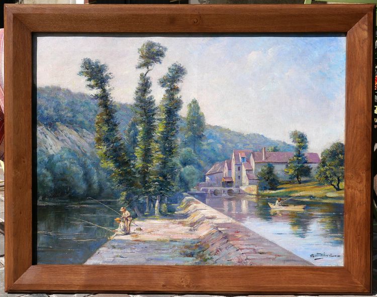 Auguste GAUDIBERT 1865-1908 Borgogna, Yonne, paesaggio, dipinto circa 1900 Impressionismo